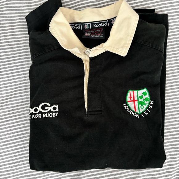 Vintage Kooga London Irish Rugby Union shirt short sleeve black/ beige men's M - Picture 11 of 14